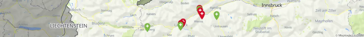 Kartenansicht für Apotheken-Notdienste in der Nähe von Sankt Anton am Arlberg (Landeck, Tirol)